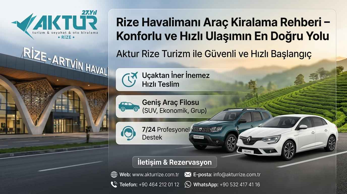 Rize Havalimanı Araç Kiralama Rehberi – Konforlu ve Hızlı Ulaşımın En Doğru Yolu