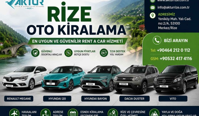 Rize Oto Kiralama – En Uygun ve Güvenilir Rent a Car Hizmeti