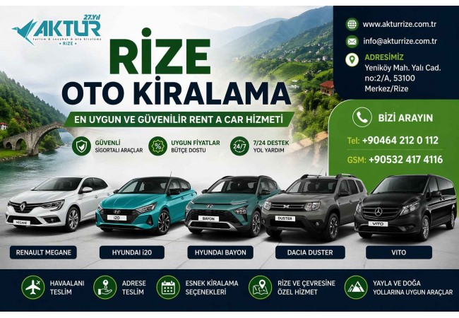 Rize Oto Kiralama – En Uygun ve Güvenilir Rent a Car Hizmeti