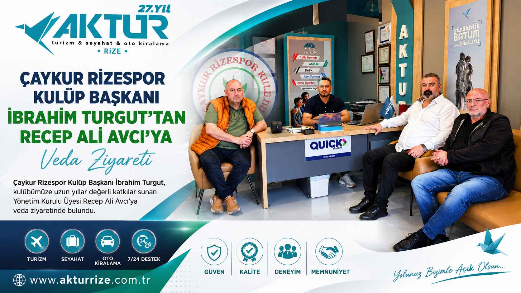 Çaykur Rizespor Kulüp Başkanı İbrahim Turgut’tan Recep Ali Avcı’ya Veda Ziyareti