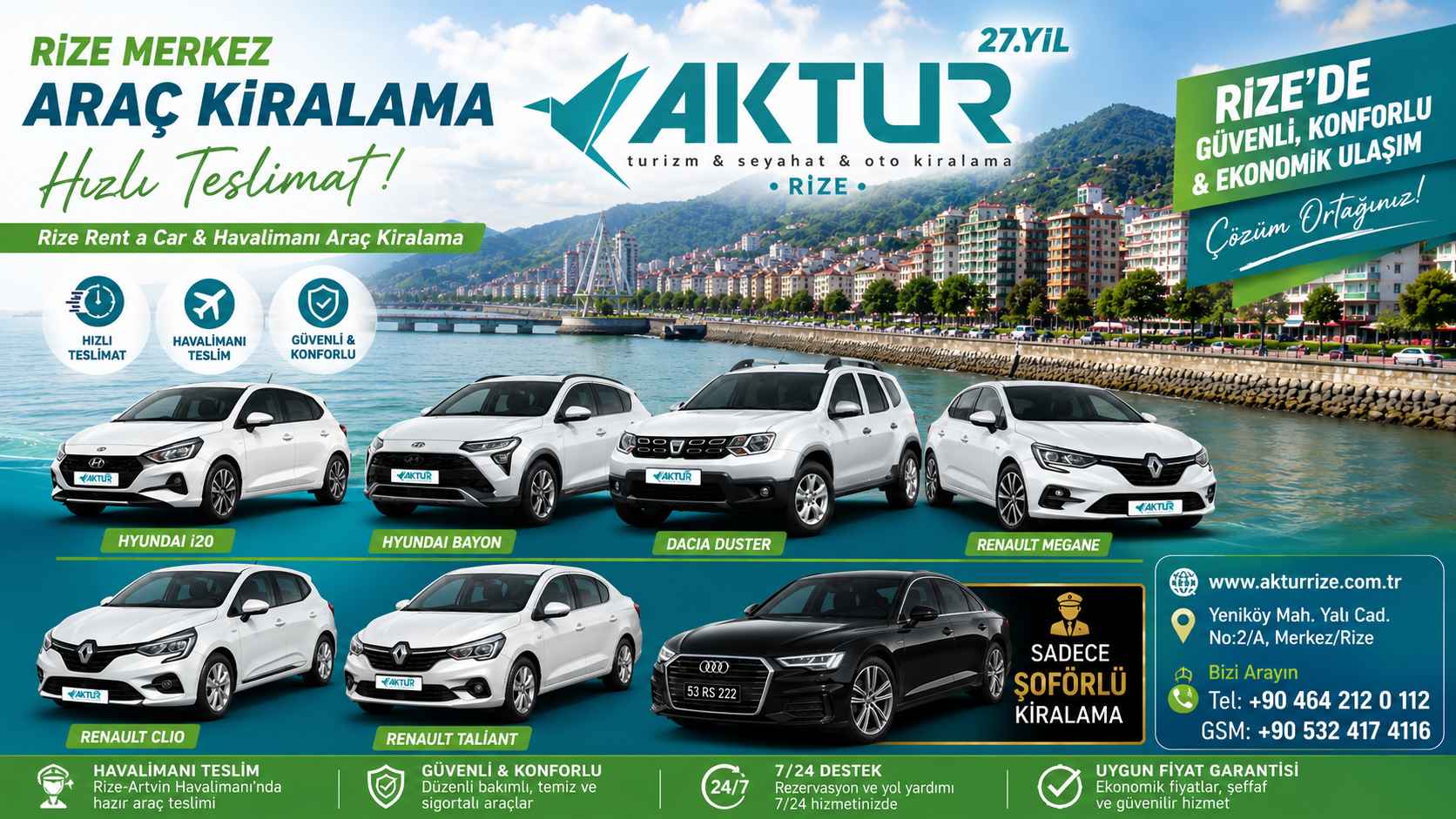 Rize Merkez Araç Kiralama Hızlı Teslimat