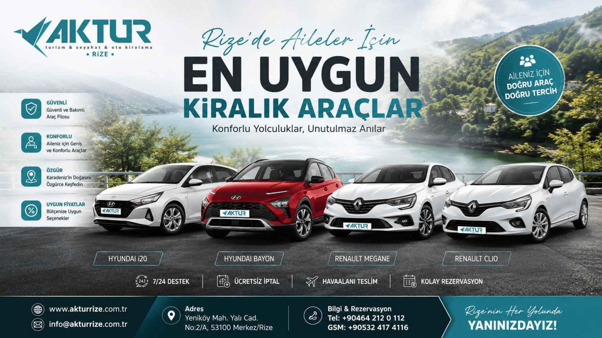 Rize'de Aileler İçin En Uygun Kiralık Araçlar