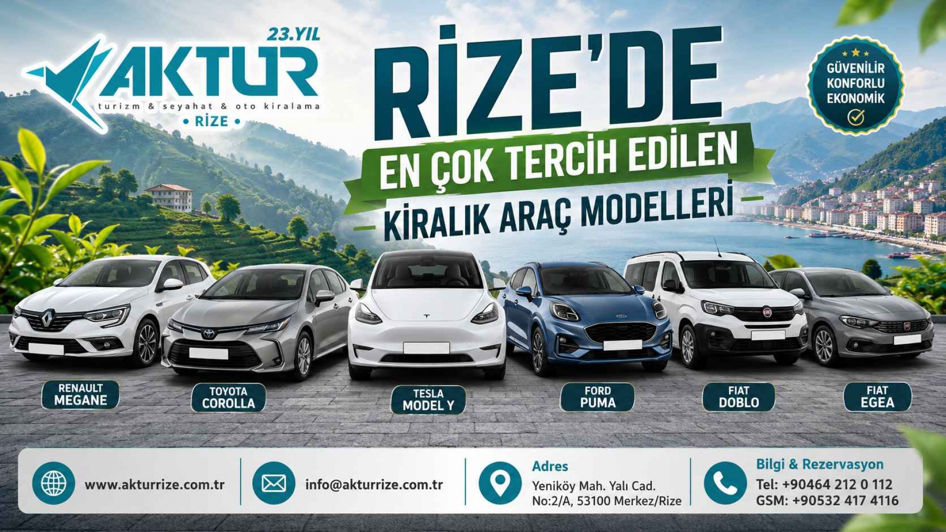 Rize'de En Çok Tercih Edilen Kiralık Araç Modelleri