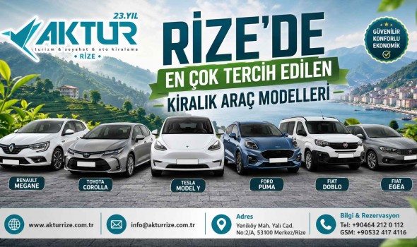 Rize'de En Çok Tercih Edilen Kiralık Araç Modelleri