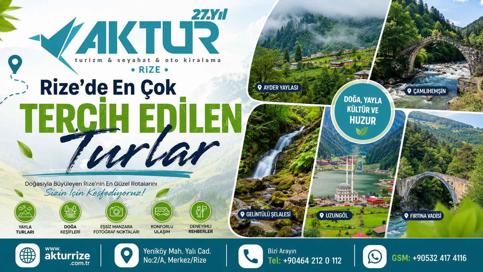 Rize’de En Çok Tercih Edilen Tur Bölgeleri