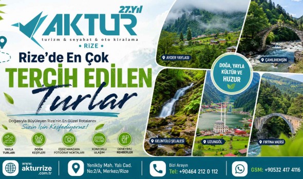 Rize’de En Çok Tercih Edilen Tur Bölgeleri