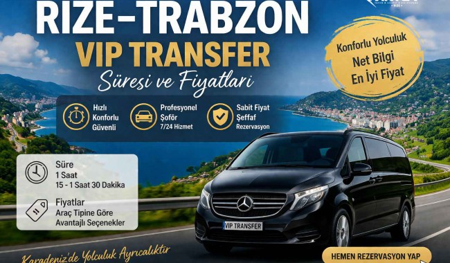 Rize–Trabzon arası VIP transfer süresi ve fiyatları