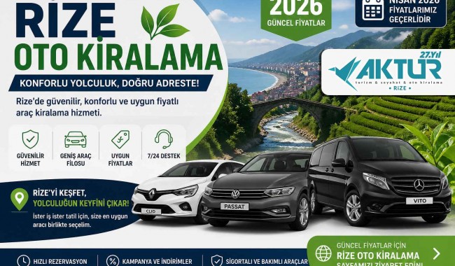 Rize Oto Kiralama Fiyatları 2026 | Rize Rent a Car Rehberi