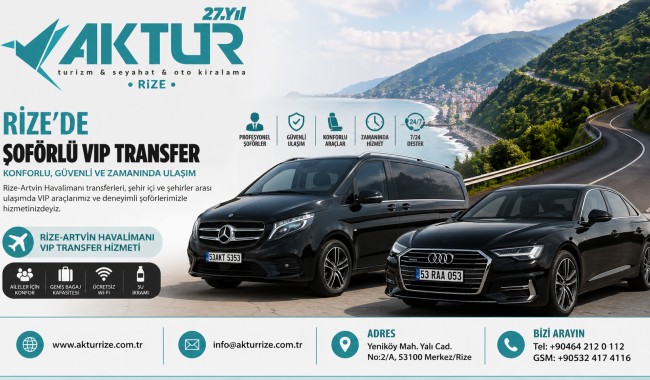 Rize’de Şoförlü VIP Transfer Hizmeti