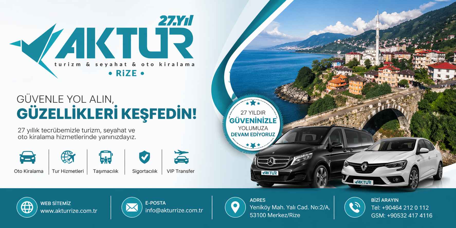 Aktur Rize Turizm 2026 vizyonu, VIP transfer, araç kiralama ve Rize turizm hizmetleri