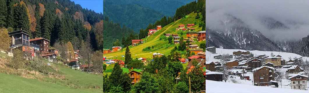 Ayder Yaylası bahar mevsimi manzarası, Gelintülü Şelalesi ve Karadeniz doğası yeşil yayla görüntüsü