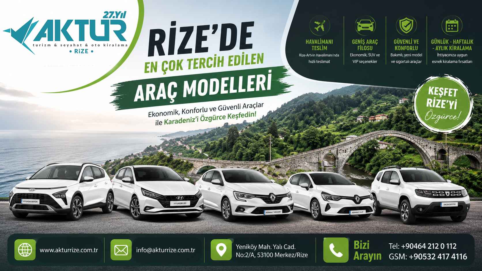 Aktur Rize Rent a Car - Rize Oto Kiralama ve Havalimanı Araç Kiralama Hizmetleri