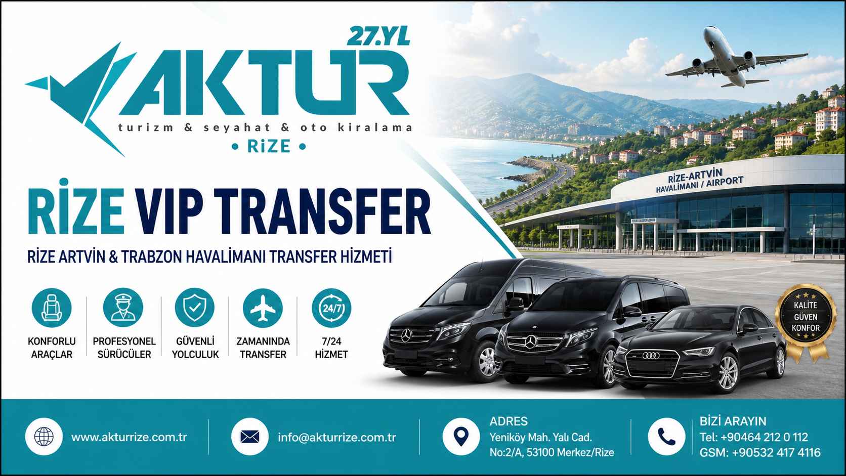 Rize VIP transfer araçları - konforlu havaalanı transfer hizmeti