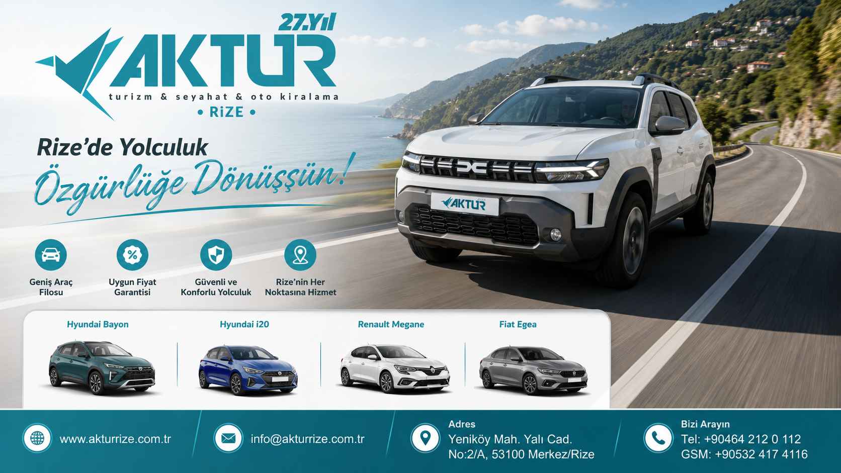 Dacia Duster SUV Rize Oto Kiralama ve Rent a Car Hizmeti