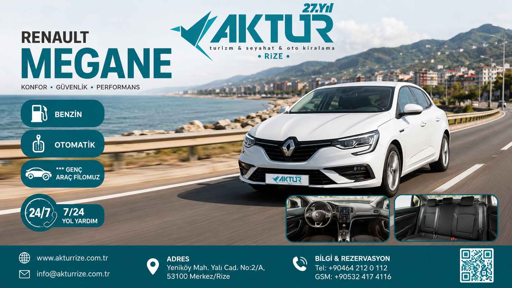 Rize oto kiralama hizmetleri | Aktur Rize rent a car araç kiralama banner görseli