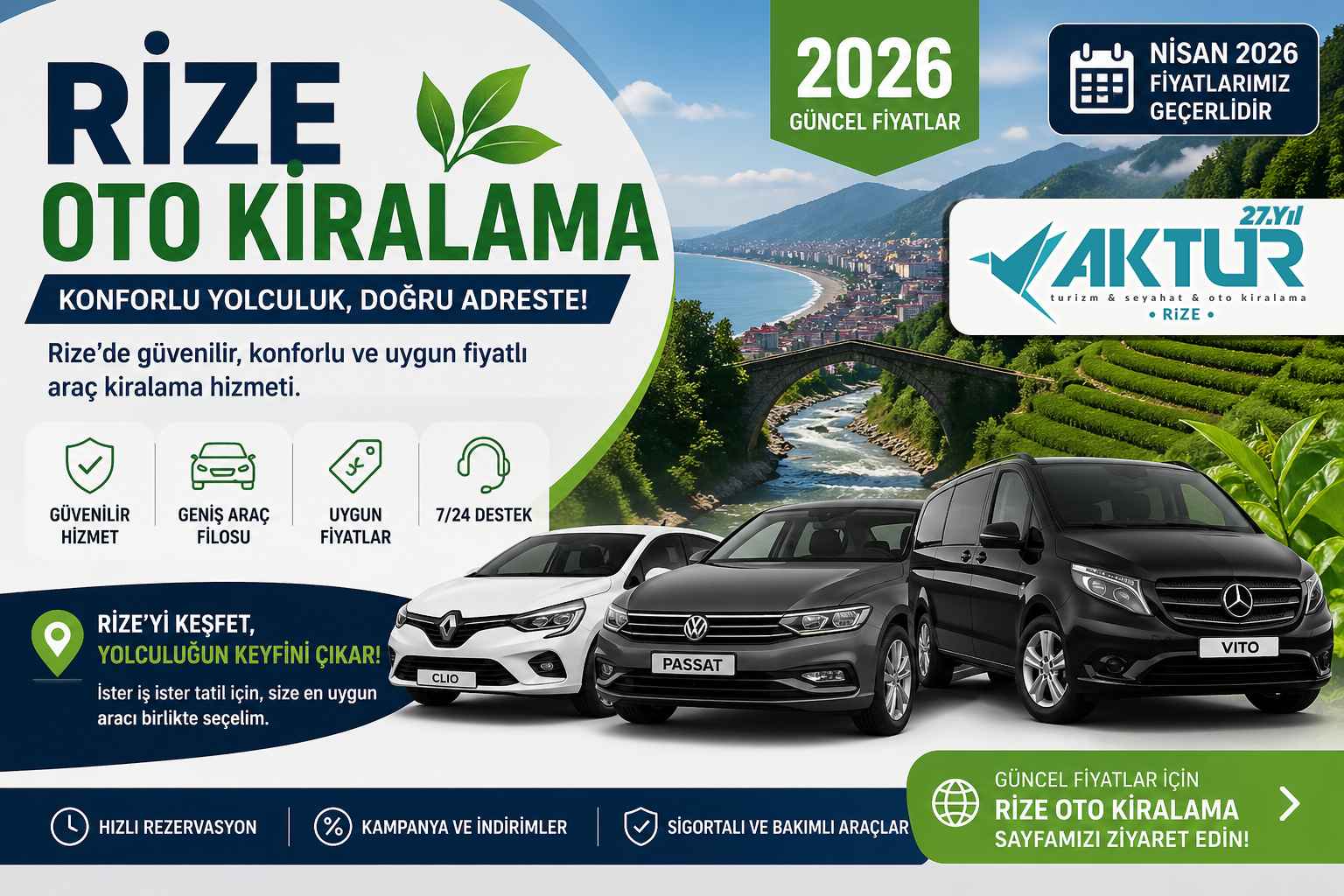 Rize oto kiralama ve araç kiralama hizmetleri Aktur Rize Rent a Car