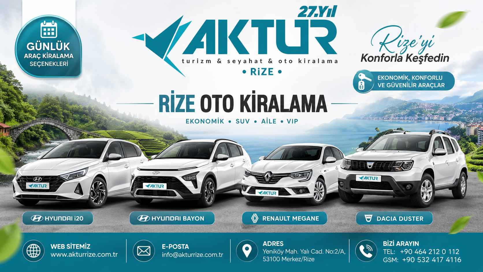 Rize oto kiralama hizmetleri ve güvenli rent a car seçenekleri